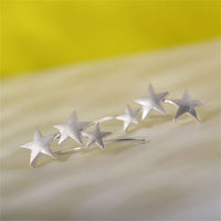Silver-Plated Stars Ear Climbers