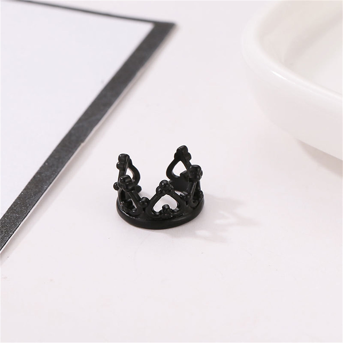Black Heart Crown Ear Cuff