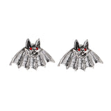 Red Cubic Zirconia & Silver-Plated Bat Stud Earrings