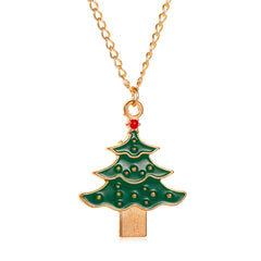 Green Enamel & 18K Gold-Plated Christmas Tree Pendant Necklace