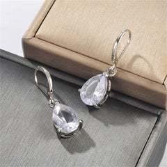 Clear Crystal & Silver-Plated Pear-Cut Drop Earrings