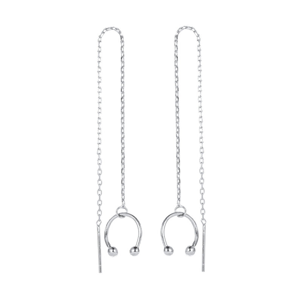 Silver-Plated Ear Threader Cuff - Set Of Two, silver drop earrings for women, everyday style, styled look
