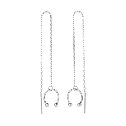 Silver-Plated Ear Threader Cuff - Set Of Two, silver drop earrings for women, everyday style, styled look