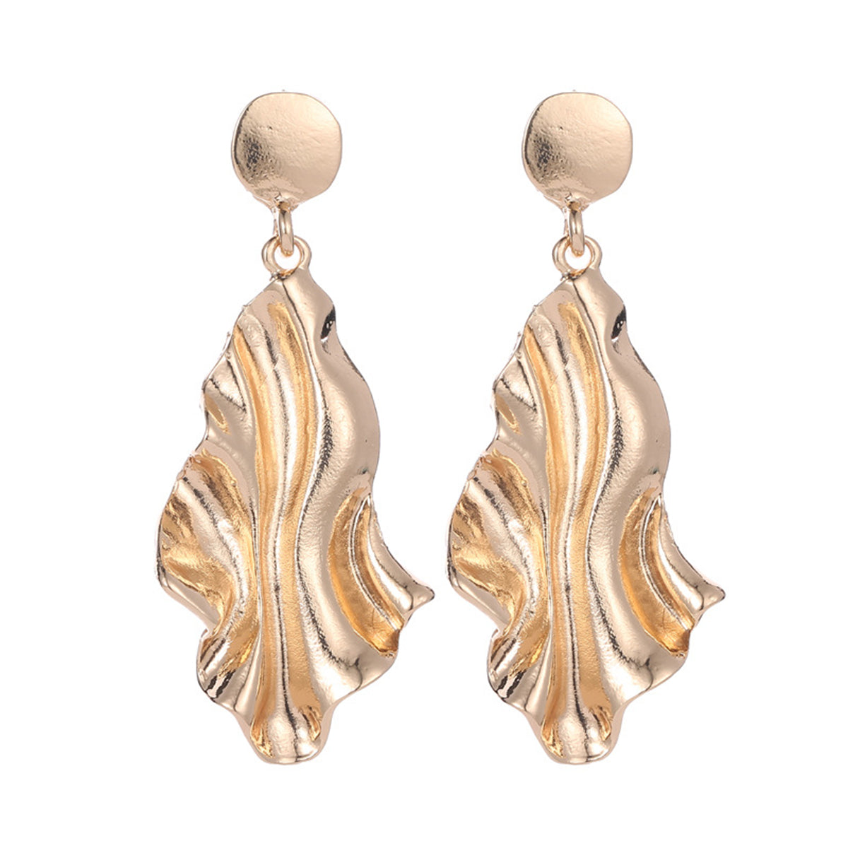 18K Gold-Plated Textured Drop Earrings