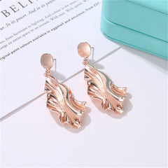 18K Rose Gold-Plated Textured Drop Earrings