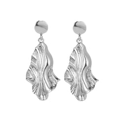 Silver-Plated Textured Drop Earrings