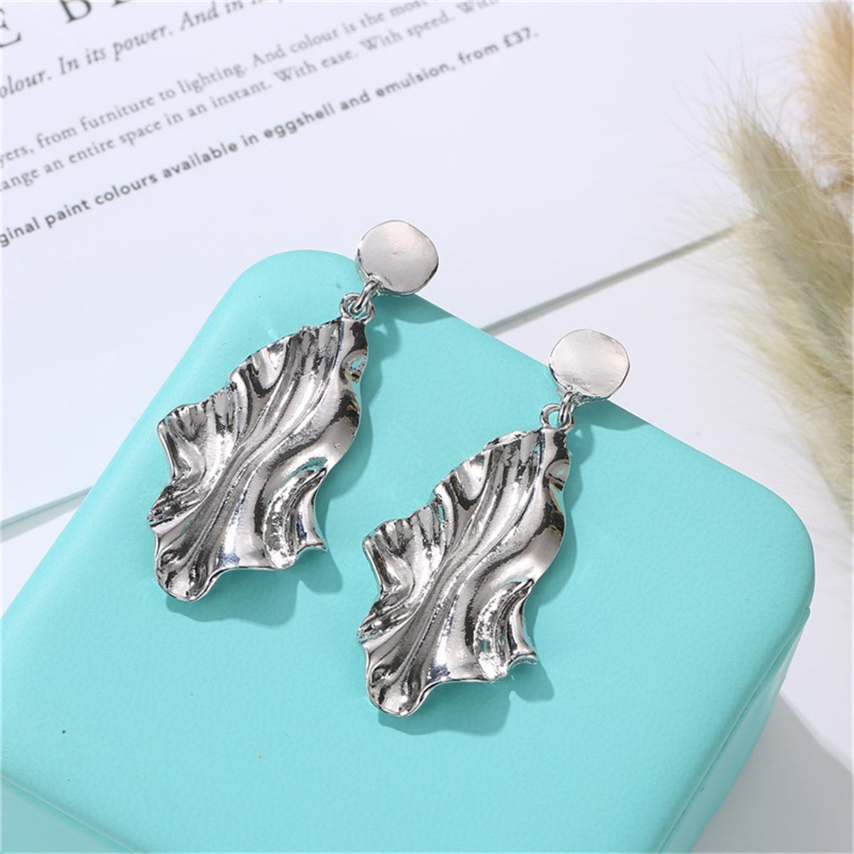 Silver-Plated Textured Drop Earrings