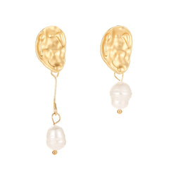 Pearl & 18K Gold-Plated Mismatch Drop Earrings