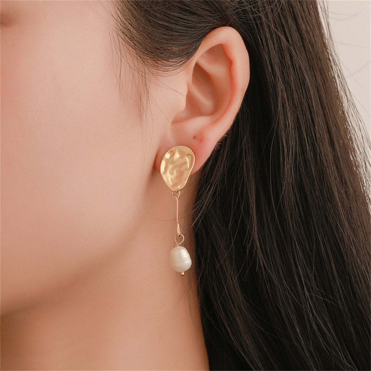Pearl & 18K Gold-Plated Mismatch Drop Earrings