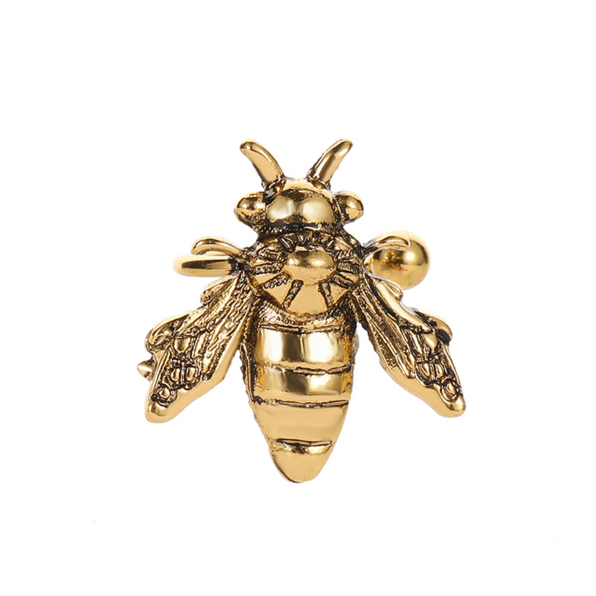 Stunning gold bee ear cuff crafted in 18K gold plating, showcasing a delicate bee motif that enhances your accessory collection.