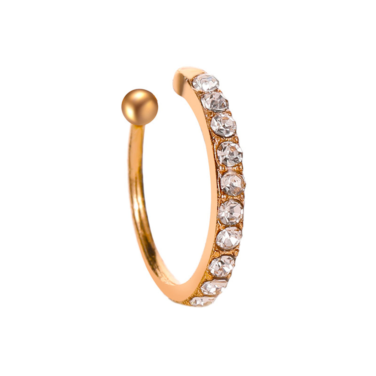 Cubic Zirconia and 18K Gold-Plated Ear Cuff, gold stud earrings for women, vintage-inspired design, side view
