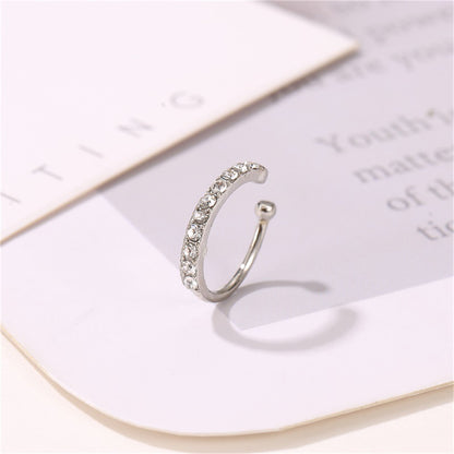 Cubic Zirconia and Silver-Plated Ear Cuff, silver stud earrings for women, everyday style, front view