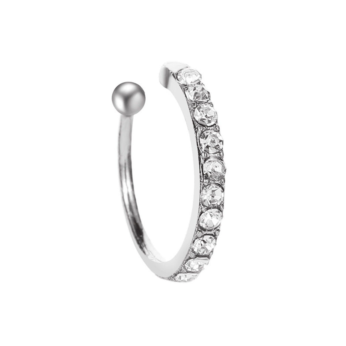 Cubic Zirconia and Silver-Plated Ear Cuff, silver stud earrings for women, everyday style, side view