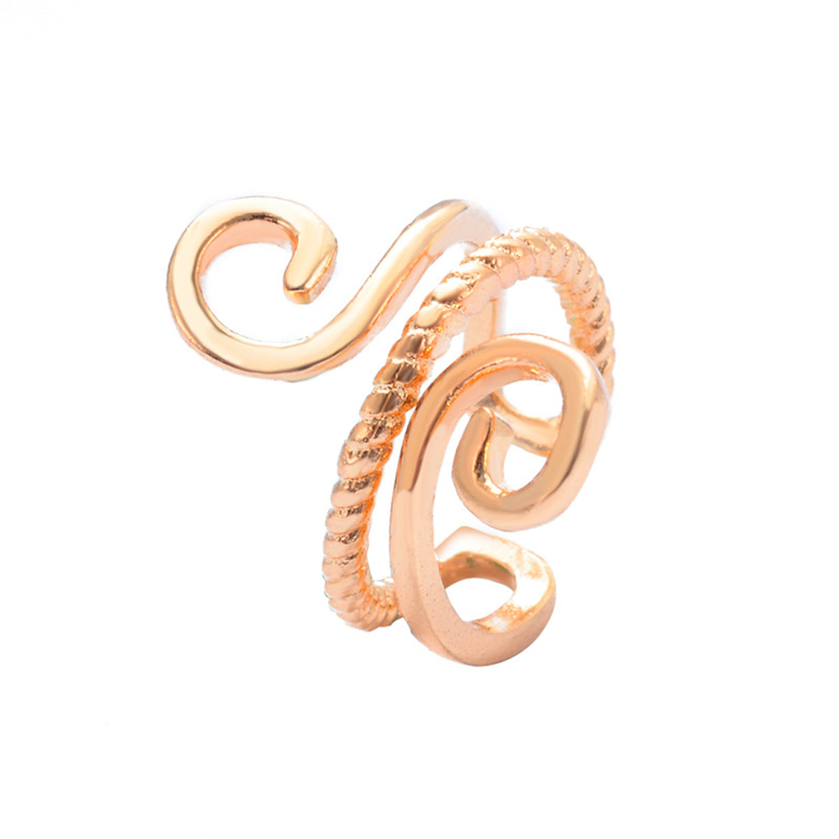 18K Gold-Plated Swirl Layered Ear Cuff, gold stud earrings for women, botanical inspired, side view