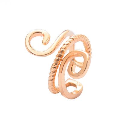 18K Gold-Plated Swirl Layered Ear Cuff, gold stud earrings for women, botanical inspired, side view