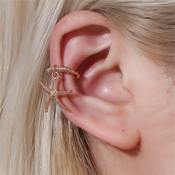 18k Gold-Plated Starfish Charm Ear Cuff