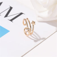 Cubic Zirconia & 18k Gold-Plated Star Layered Ear Cuff
