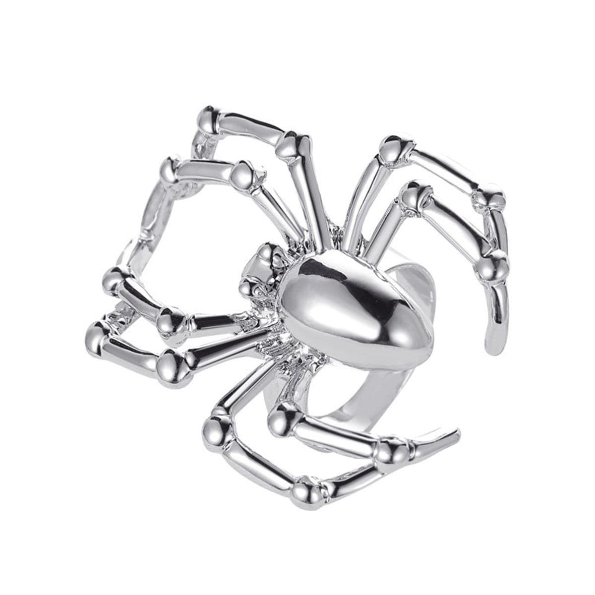 Silver-Plated Spider Adjustable Ring, silver statement rings for women, everyday style, front view