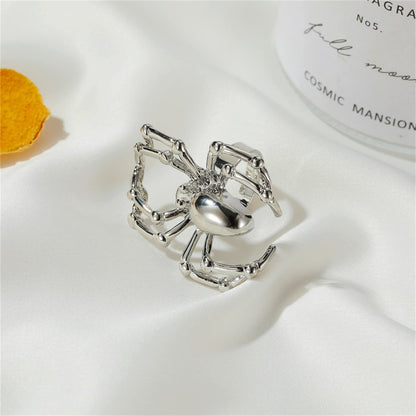 Silver-Plated Spider Adjustable Ring, silver statement rings for women, everyday style, side view