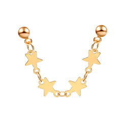 18K Gold-Plated Star Chain Ear Cuffs