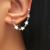 Silver-Plated Star Chain Ear Cuffs