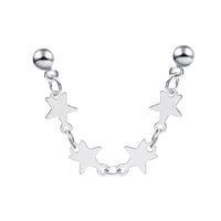 Silver-Plated Star Chain Ear Cuffs