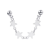 Silver-Plated Star Chain Ear Cuffs