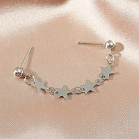 Silver-Plated Star Chain Ear Cuffs
