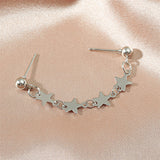 Silver-Plated Star Chain Ear Cuffs