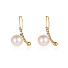 Pearl & Cubic Zirconia 18K Gold-Plated Threader Earrings