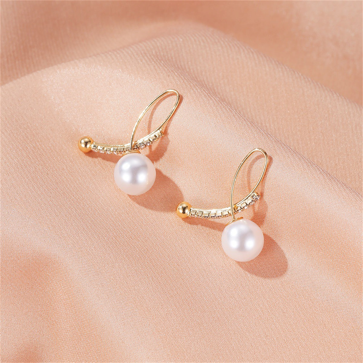 Pearl & Cubic Zirconia 18K Gold-Plated Threader Earrings