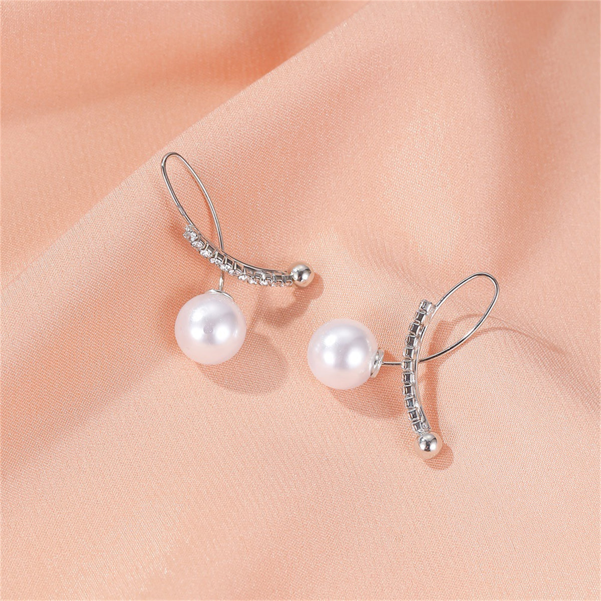 Pearl & Cubic Zirconia Silver-Plated Ear Jackets