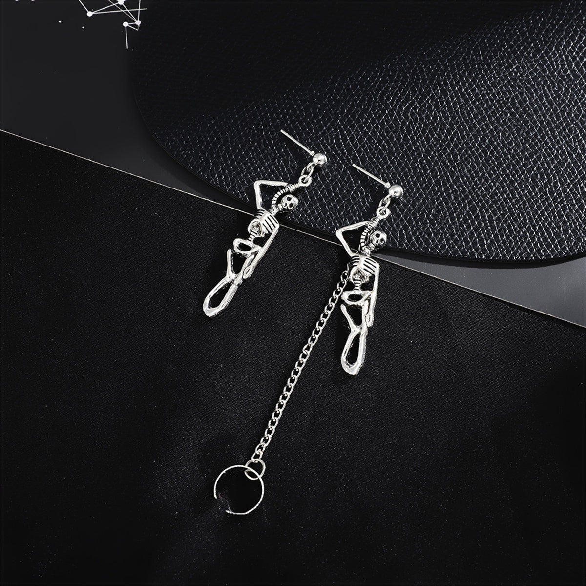 Silver-Plated Skeleton Drop Earrings, silver drop earrings for women, botanical inspired, side view