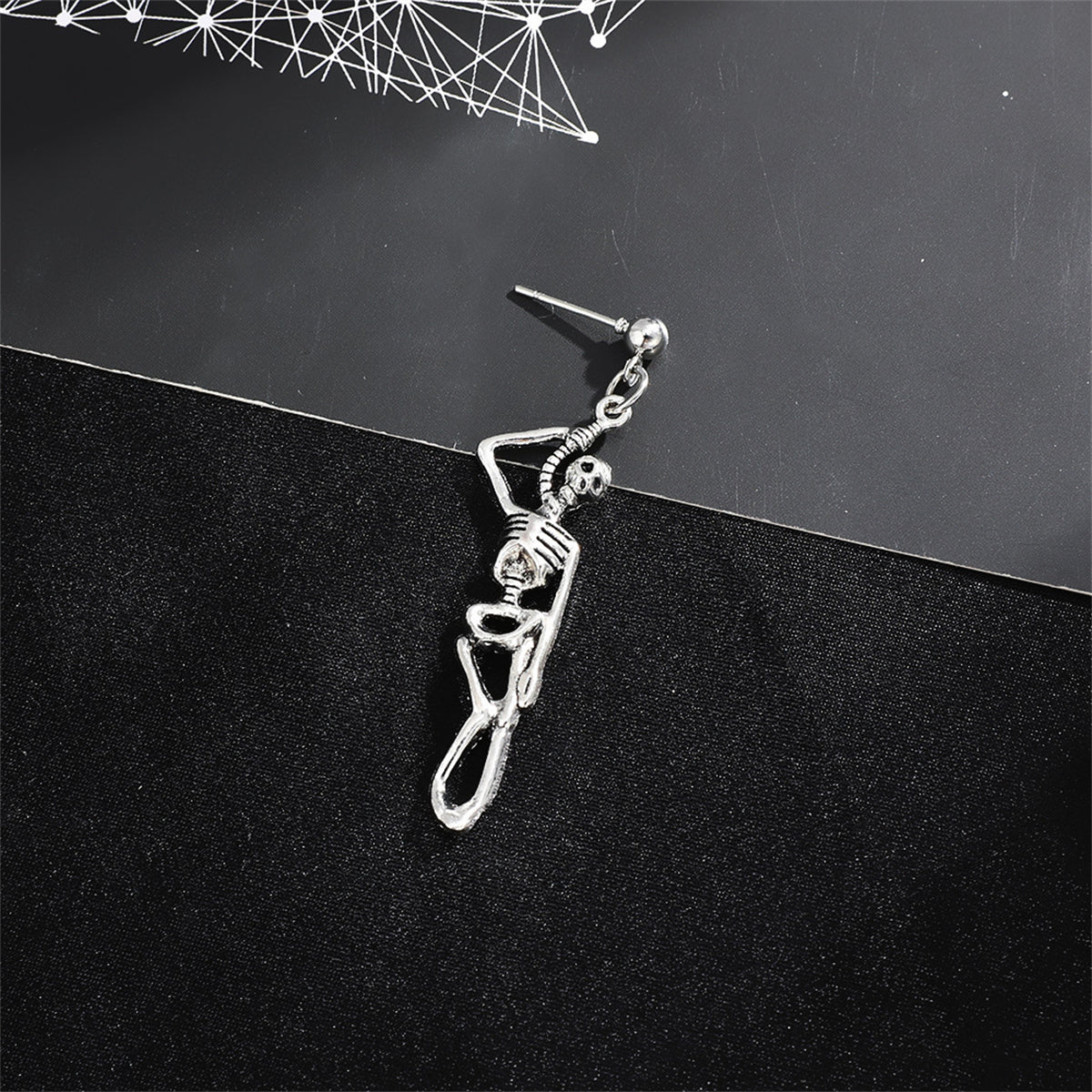 Silver-Plated Skeleton Drop Earrings, silver drop earrings for women, botanical inspired, lifestyle look
