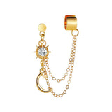 Clear Cubic Zirconia & 18k Gold-Plated Moon Chain Ear Cuff