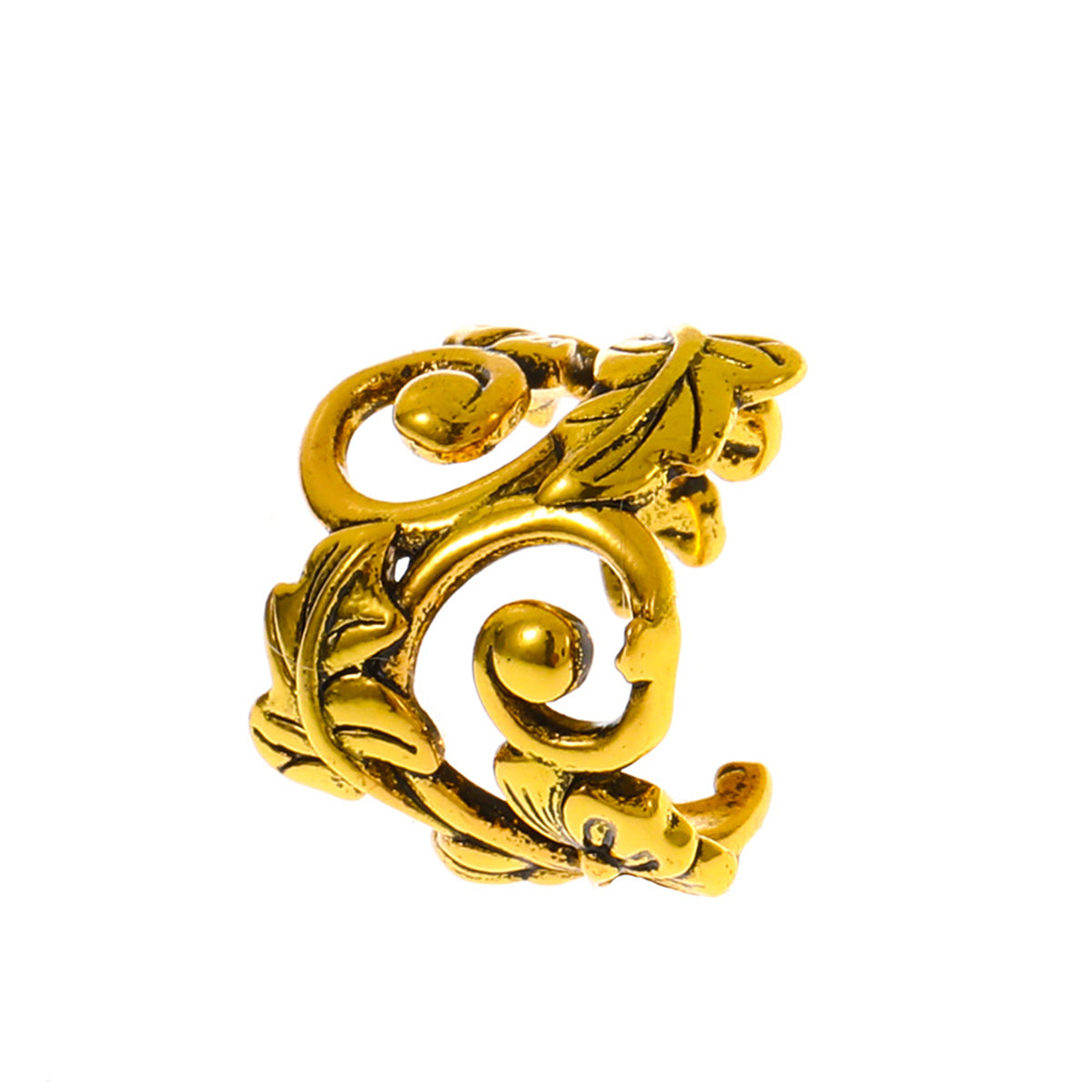 18K Gold-Plated Leaf Swirl Ear Cuff, gold stud earrings for women, everyday style, side view