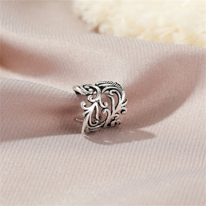 Silver-Plated Rattan Ear Cuff, silver stud earrings for women, botanical inspired, front view