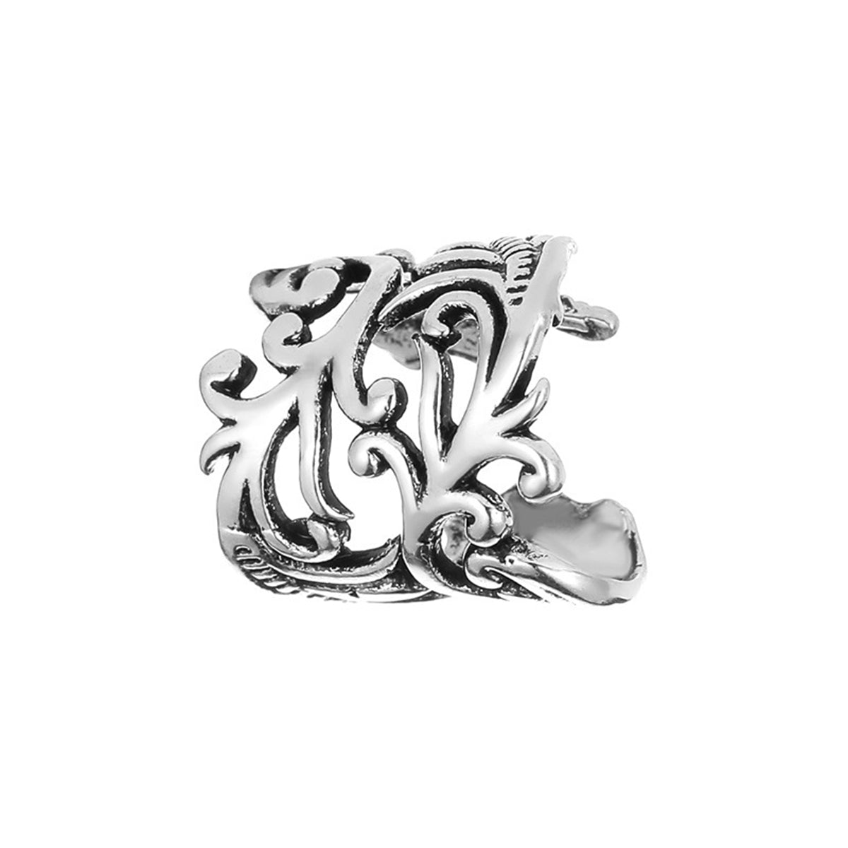 Silver-Plated Rattan Ear Cuff, silver stud earrings for women, botanical inspired, side view