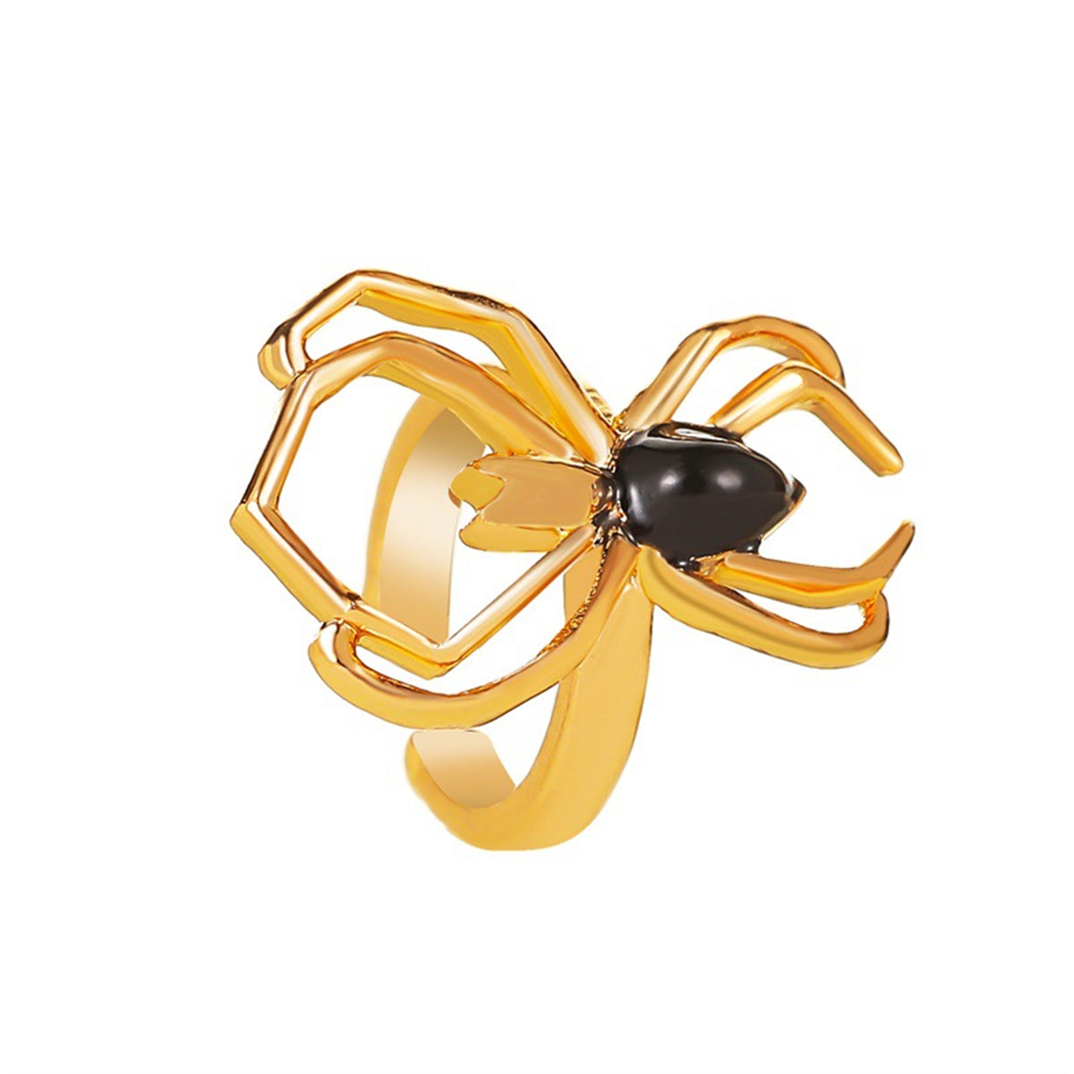 Black & 18K Gold-Plated Spider Ear Cuffs