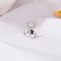 Black Enamel & Silver-Plated Spider Ear Cuff
