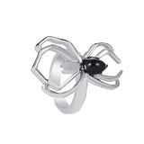 Black Enamel & Silver-Plated Spider Ear Cuff
