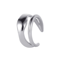 Silver-Plated Abstract Layered Ear Cuff