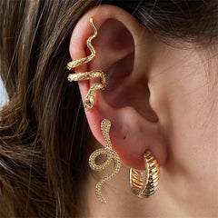 18K Gold-Plated Snake Three-Piece Stud Earring & Ear Cuff Set
