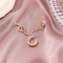 18K Gold-Plated Snake Three-Piece Stud Earring & Ear Cuff Set