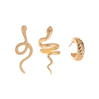 18k Gold-Plated Snake Three-Piece Stud Earring & Ear Cuff Set