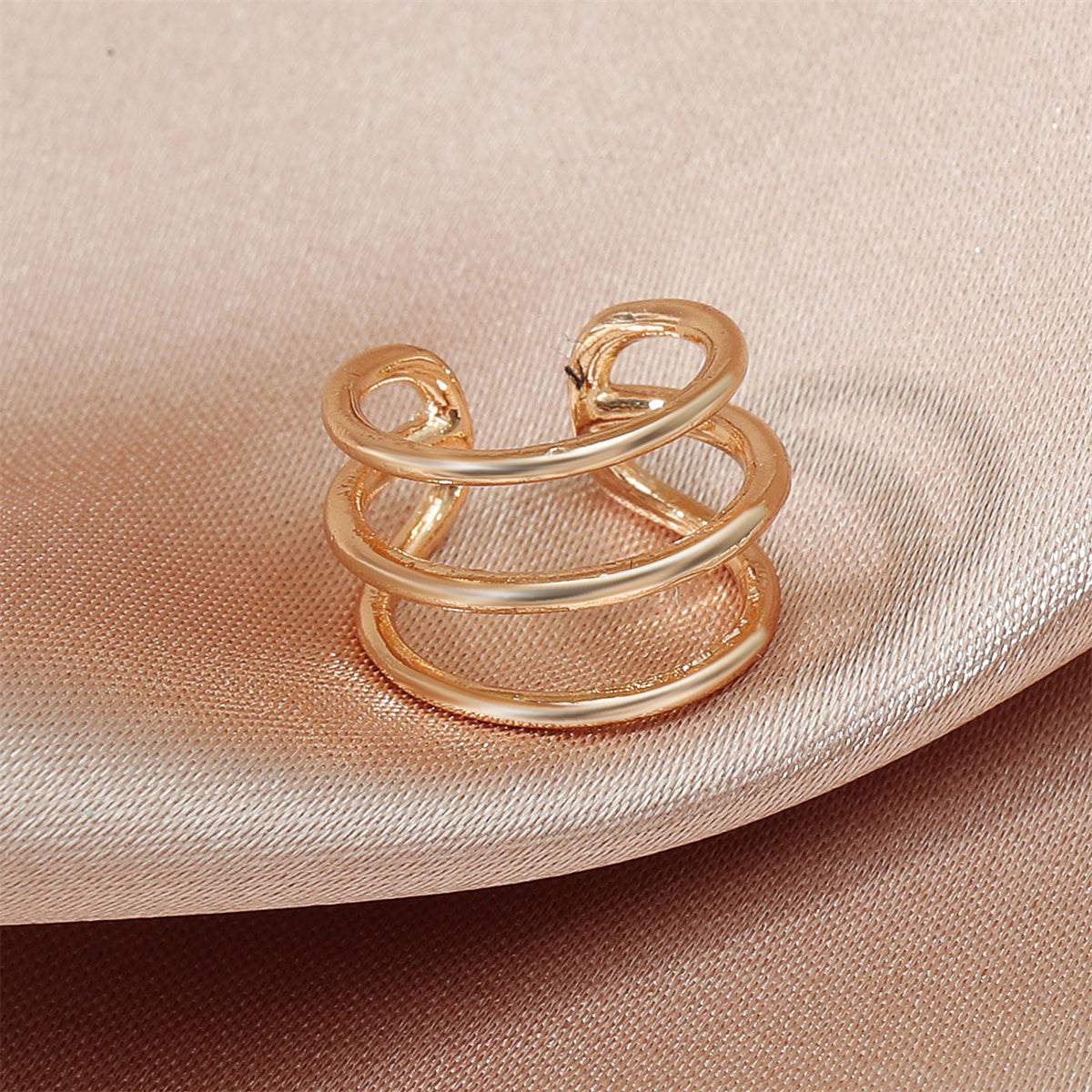 18K Gold-Plated Layered Ear Cuff, gold stud earrings for women, everyday style, detail close-up
