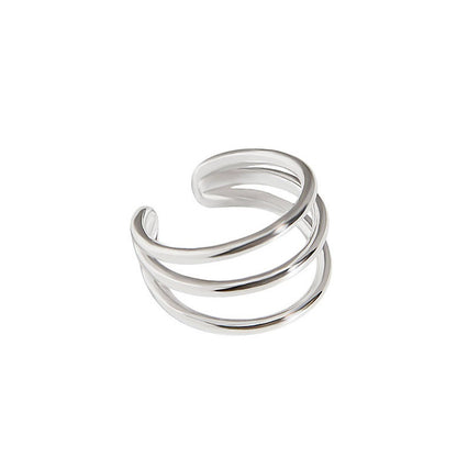 Silver-Plated Layered Ear Cuff, silver stud earrings for women, botanical inspired, side view