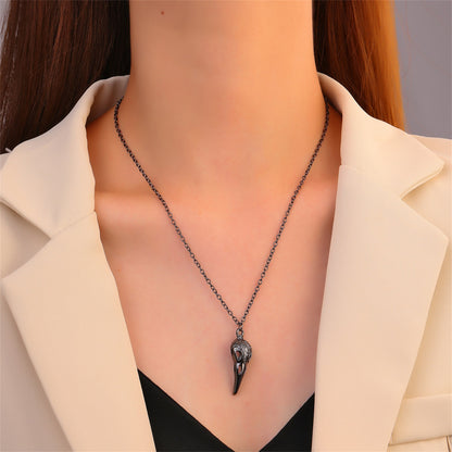 Black Crow Pendant Necklace, pendant necklace for women, dainty minimalist design, front view
