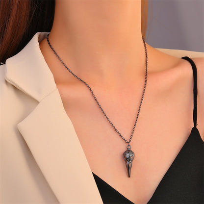 Black Crow Pendant Necklace, pendant necklace for women, dainty minimalist design, lifestyle look