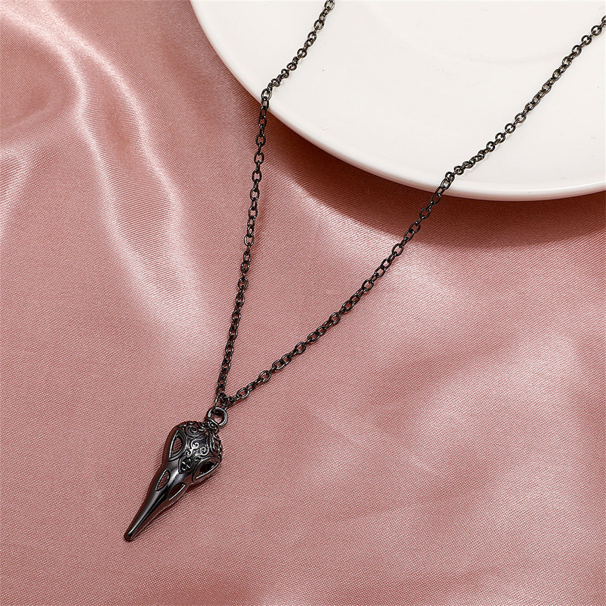 Black Crow Pendant Necklace, pendant necklace for women, dainty minimalist design, styled look